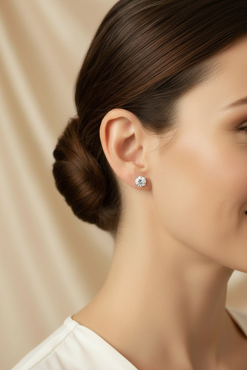 Celestia Solitaire oorKnoppen - Zilver